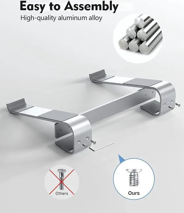 Alt view image 6 of 7 - Laptop Stand for Desk, Computer Stand Riser for Desk,Ventilated Ergonomic Aluminum Notebook Stand Compatible with MacBook Air Pro Dell XPS HP 11 14 15.6 17.3 Inch Silver Work from Home