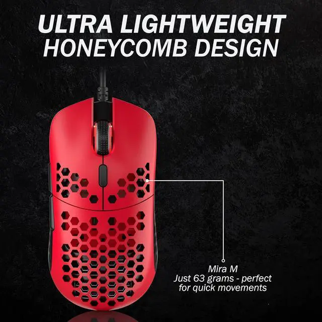 Alt view image 3 of 7 - HK Gaming Mira M Ultra Lightweight RGB Gaming Mouse | Honeycomb Shell | 63 Grams | max 12000 cpi | USB Wired | 6 programmable Buttons | On-Board Memory | Anti Slip Grips | Mira-M Monza