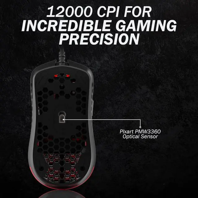 Alt view image 5 of 7 - HK Gaming Mira M Ultra Lightweight RGB Gaming Mouse | Honeycomb Shell | 63 Grams | max 12000 cpi | USB Wired | 6 programmable Buttons | On-Board Memory | Anti Slip Grips | Mira-M Monza