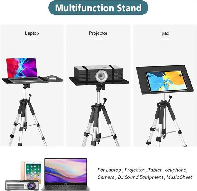 Alt view image 5 of 7 - Projector Tripod - Adjustable Height from 17.6 to 51.4 Inches, Multi-Purpose Portable Stand for Laptop, DJ & More