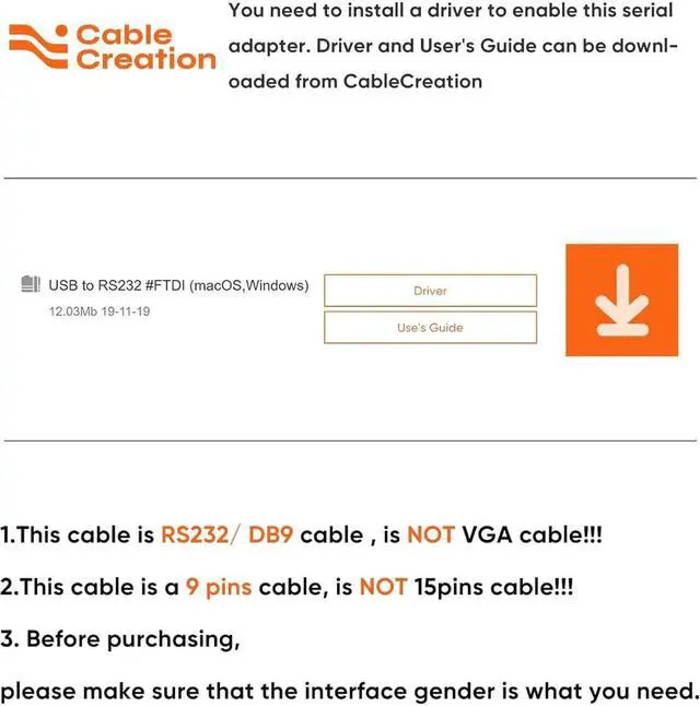 Alt view image 6 of 7 - CableCreation USB to RS232 Adapter with PL2303 Chip (3-Pack), 3 Feet Gold Plated DB9 Male Serial Converter Cable for Windows 11,10, 8.1, 8,7, Linux, macOS, Black