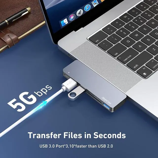 Alt view image 4 of 6 - USB C Hub Adapters for MacBook Pro 14/16 inch 2022, MacBook Pro Adapter MultiportMac USB C Dongle with Thunderbolt 3, USB3.0*3, SD/TF Card Reader, MacBook Pro Accessories for MacBook Pro Air 2022-2018
