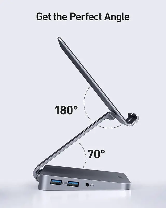 Alt view image 7 of 7 - Anker 551 8-in-1 iPad USB C Hub, with Foldable Tablet Stand, Power Delivery Input, 4K HDMI, 2 USB-A Data Ports, 3.5 mm AUX, and microSD/SD Card Slots, for iPad Pro and More USB-C Tablets