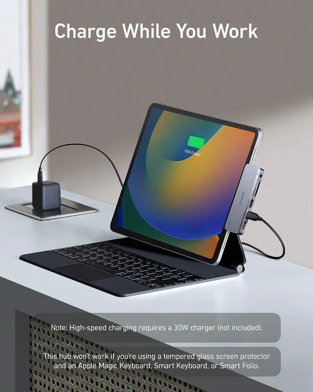 Alt view image 6 of 7 - Anker USB C Hub for iPad, 541 USB-C Hub (6-in-1), with 4K HDMI Port, Multi-Function USB-C Port, USB-A Data Port, SD and microSD Card Slots, and 3.5 mm Audio Jack (Gray)