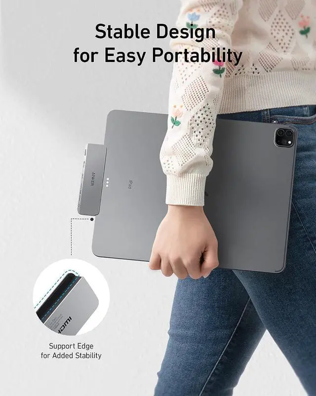 Alt view image 7 of 7 - Anker USB C Hub for iPad, 541 USB-C Hub (6-in-1), with 4K HDMI Port, Multi-Function USB-C Port, USB-A Data Port, SD and microSD Card Slots, and 3.5 mm Audio Jack (Gray)