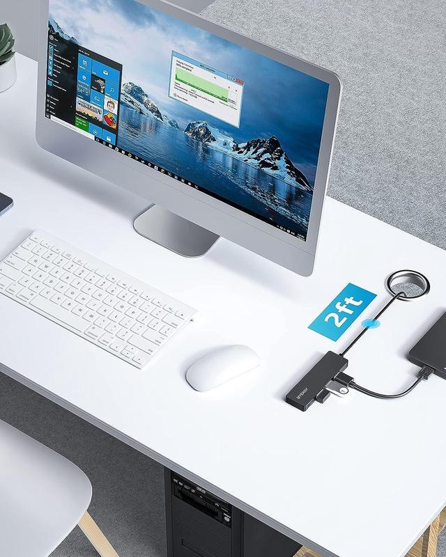 Alt view image 7 of 7 - BYEASY USB Hub, USB 3.1 C to USB 3.0 Hub with 4 Ports and 2ft Extended Cable, Ultra Slim Portable USB Splitter for MacBook, Mac Pro/Mini, iMac, Ps4, PS5, Surface Pro,Flash Drive, Samsung(Black)