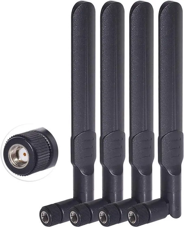 Alt view image 2 of 7 - Bingfu Dual Band WiFi 2.4GHz 5GHz 5.8GHz 8dBi RP-SMA Male Antenna 20cm 8 inch RG178 U.FL IPX IPEX to RP-SMA Female Cable 4-Pack for WiFi Router Wireless Mini PCI Express PCIE Network Card Adapter