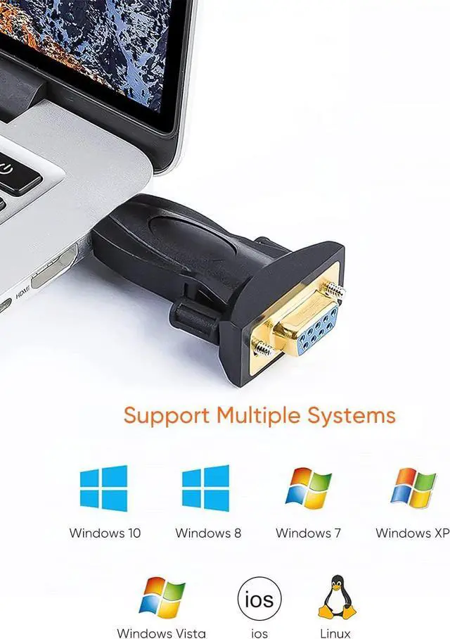 Alt view image 5 of 7 - CableCreation USB to RS232 Adapter with PL2303 Chip, USB to DB9 Serial Female Converter Compatible with Windows 10, 8.1, 8, 7, Vista, XP, Linux and Mac OS X 10.6 and Above,Black