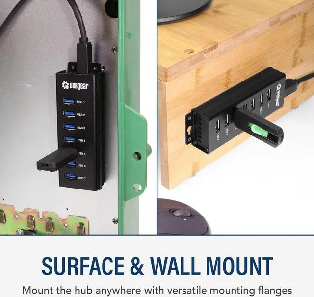 Alt view image 3 of 6 - 7-Port USB 3.2 Gen 1 Charging and SuperSpeed Mountable Data Hub
