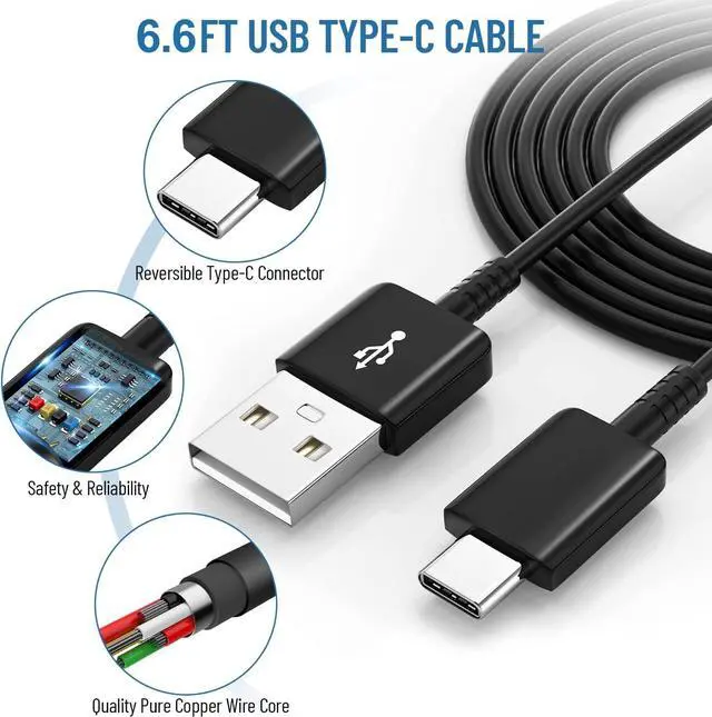Alt view image 5 of 6 - Type C Charger Fast Charging Android Phone Charger Block with USB Type C Cable 6.6Ft for Samsung Galaxy S22/S21/S20/S10/S10 Plus/S10E/S9/S8/S21Ultra/S22+/S22 Ultra/Note 8/9/10/20 2 Pack