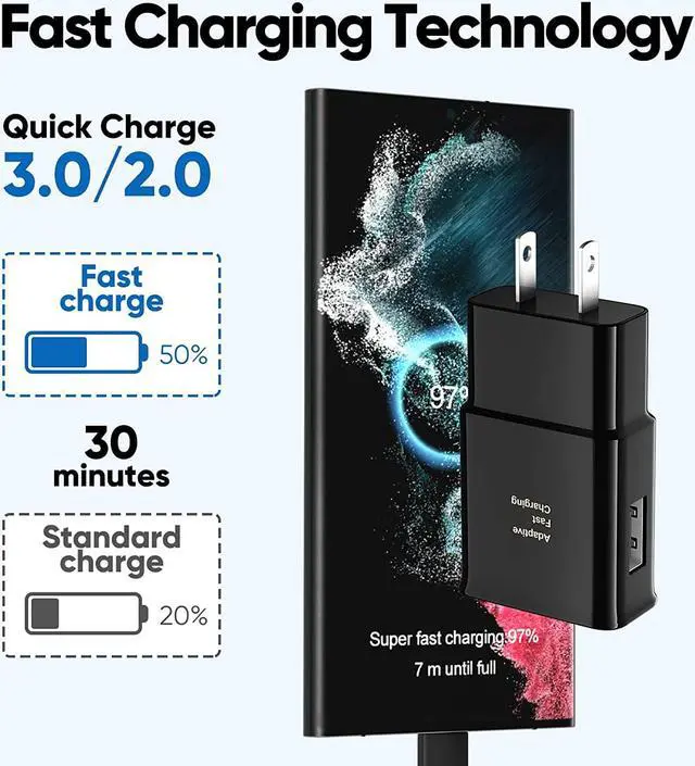 Alt view image 2 of 7 - Android Phone Charger  Charger Fast Charging Cord with 6.6ft Type C Cable for  Galaxy S24/S24Ultra/S23/S23 Ultra/S22/S21/S20/S20+/S10/S10+/S10e/S9/S9+/S8/S8Plus/Note 8/9/10/20