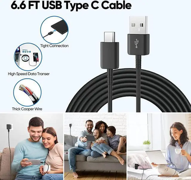 Alt view image 5 of 7 - Android Phone Charger, Samsung Charger Fast Charging Cord with 6.6ft Type C Cable for Samsung Galaxy S25Ultra/S25/S24/S23/S23 Ultra/S22/S21/S20/S20+/S10/S10+/S10e/S9/S9+/S8/S8Plus/Note 8/9/10/20