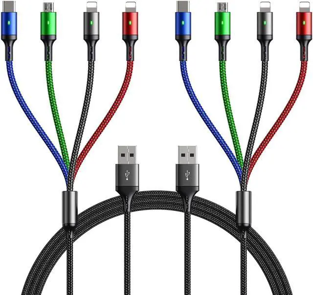 Main image of Multi Charging Cable [10ft 2Pack] Fast Multi Charger Cable Braided 4 in 1 Multiple USB Cable Universal Charging Cord with IP/Type C/Micro USB Port for Cell Phones/IP//Ps/LG/Tablets/More