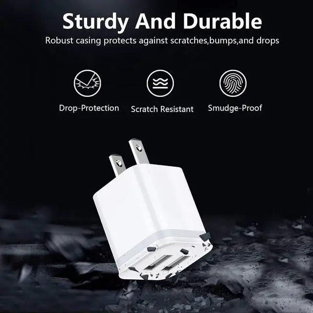 Alt view image 7 of 7 - USB Wall Charger, LUOATIP 3-Pack 2.1A/5V Dual Port USB Cube Power Adapter Charger Plug Block Charging Box Brick for iPhone 13 12 11 Pro Max SE XS XR X 8 7 6 6S Plus, Samsung, LG, Moto, Android Phones