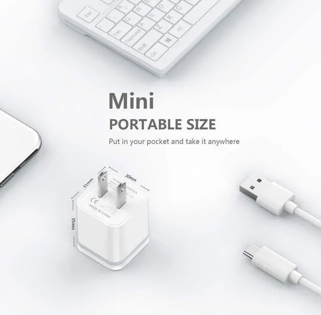 Alt view image 4 of 7 - USB Wall Charger, LUOATIP 3-Pack 2.1A/5V Dual Port USB Cube Power Adapter Charger Plug Block Charging Box Brick for iPhone 13 12 11 Pro Max SE XS XR X 8 7 6 6S Plus, Samsung, LG, Moto, Android Phones
