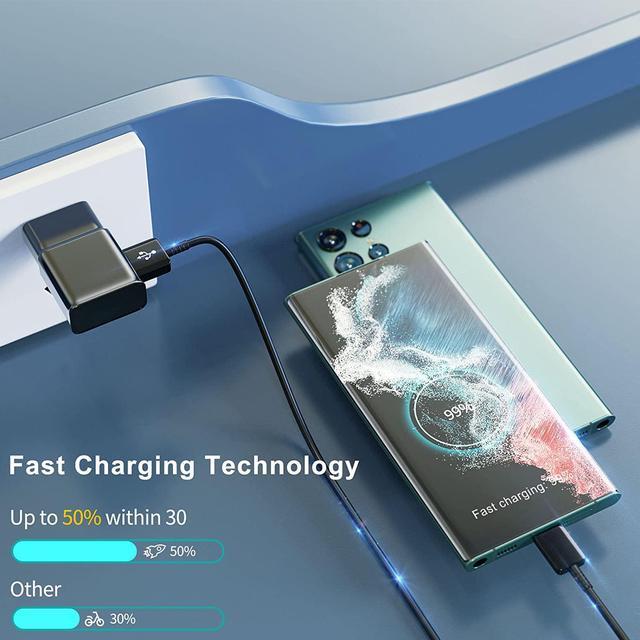 Alt view image 2 of 7 - Android Phone Charger Type C with 10 FT C Cable Fast Charging for Samsung Galaxy S10/S10e/S10+/S9+/S8+/S23/S22/S21 Ultra/S20/Note 20/Note 10/Note 9/Z Flip 3/A03s/A02s, 2Pack