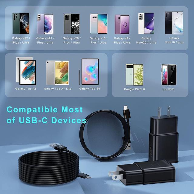 Alt view image 5 of 7 - Android Phone Charger Type C with 10 FT C Cable Fast Charging for Samsung Galaxy S10/S10e/S10+/S9+/S8+/S23/S22/S21 Ultra/S20/Note 20/Note 10/Note 9/Z Flip 3/A03s/A02s, 2Pack