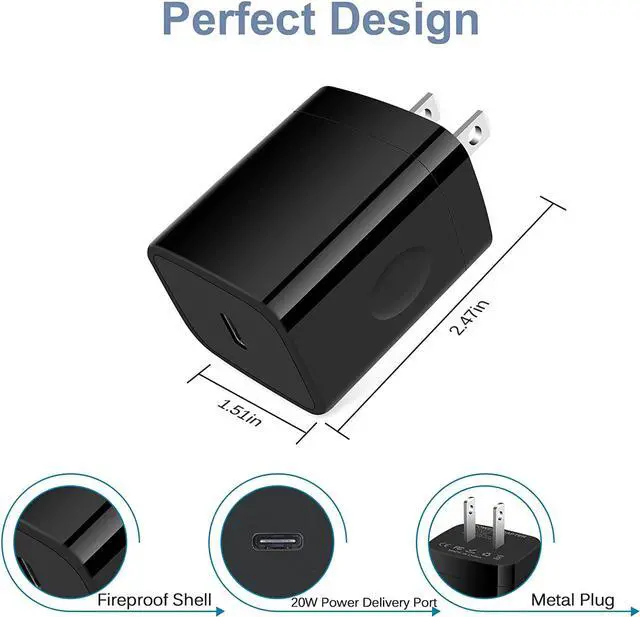 Alt view image 2 of 7 - Type C Charger Fast Charging Block for Moto G Power 2025 G Stylus 2024 G Pure G Play X50 Ultra for Motorola Edge 50 Pro Edge+ Razr 50/40 Ultra Pixel 8 7Pro 20W PD C Wall Charger Box 6FT USB C Cable