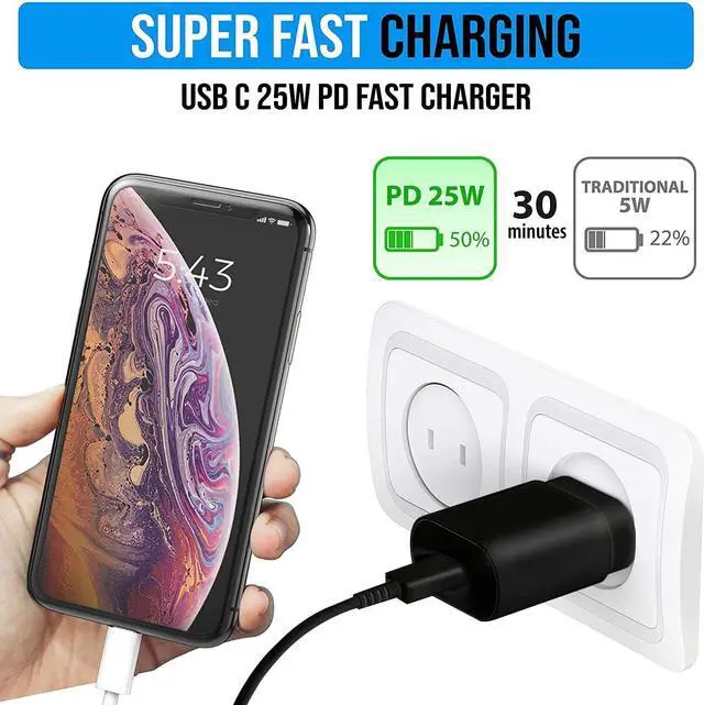 Alt view image 7 of 7 - for Samsung Galaxy S20 FE 5G S21 S23 S24 S25 Ultra Plus A53 Phone Fast Charger, for Samsung USB-C Super Fast Charging Power Adapter-25W PD Charger Block, for Samsung Galaxy Note 10 20 Type C EP-TA800