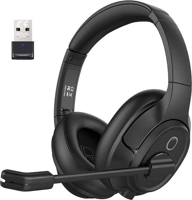 Main image of Bluetooth Headsets with Microphone & USB Dongle, 30 Hours Talk Time & 33ft Range, AI Environmental Noise Cancelling Mic, Over-Ear Wireless Headphone for PC/Laptop/Computer/Home/Work/Office/Zoom