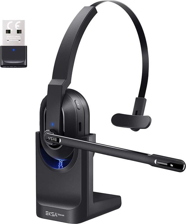Trucker Bluetooth Headset - ENC Noise Cancelling, Mute Button Mic, V5.