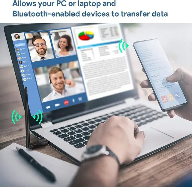 Alt view image 2 of 7 - Long Range (492Fts) Receiver & Transmitter USB Bluetooth 5.1 Adapter for PC, USB Bluetooth EDR Dongle for Bluetooth Headphone Keyboard Mouse Speaker Printer, Work for Windows 11/10/ XP/ 8/8.1/7