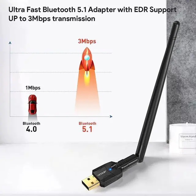 Alt view image 4 of 7 - Long Range (492Fts) Receiver & Transmitter USB Bluetooth 5.1 Adapter for PC, USB Bluetooth EDR Dongle for Bluetooth Headphone Keyboard Mouse Speaker Printer, Work for Windows 11/10/ XP/ 8/8.1/7
