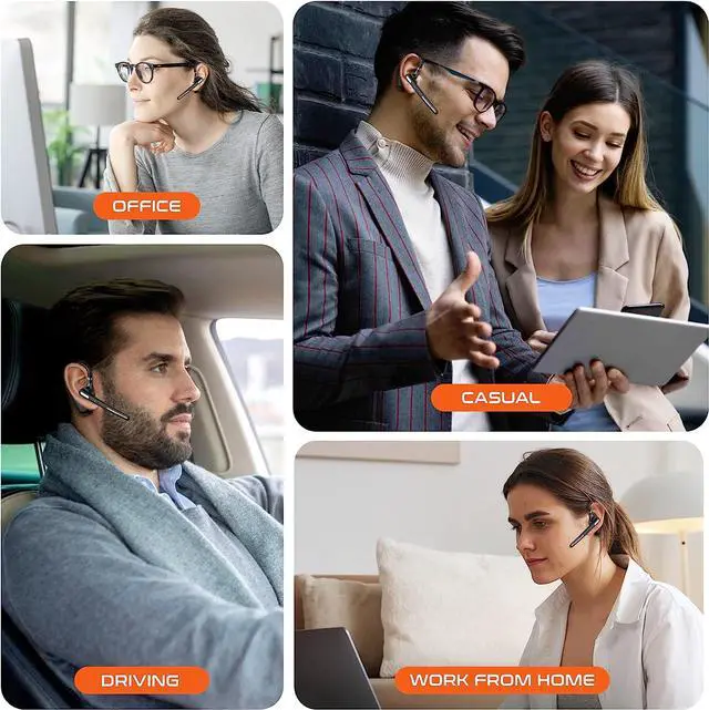 Alt view image 2 of 7 - Ultralight Bluetooth Headset with Noise Cancelling Microphone Business Wireless Headphones with Mic Auto-Pair USB Dongle for PC/Laptop Handsfree Mute & Volume Buttons for Meet|Skype|Zoom|Teams