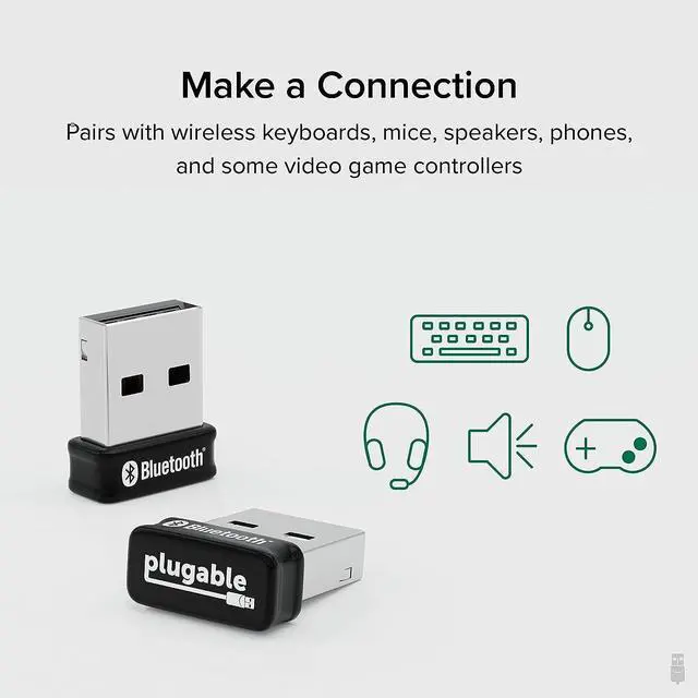 Alt view image 3 of 6 - Plugable USB Bluetooth Adapter for PC, Bluetooth 5.0 Dongle Compatible with Windows, Add 7 Devices: Headphones, Speakers, Keyboard, Mouse, Printer and More