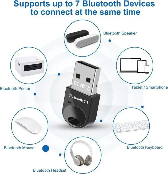 Alt view image 4 of 6 - Bluetooth Adapter for PC 5.1,Bluetooth Dongle Adapter for Windows 11/10/8.1 Driver-FreeUSB Bluetooth Adapter Plug&Play for Desktop,Laptop,Keyboard,Mouse,Headset,Speaker,Printer