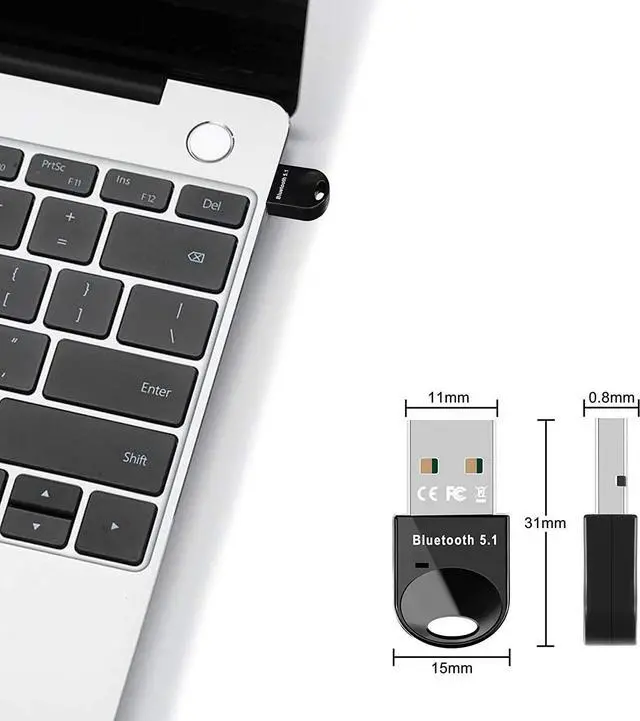 Alt view image 6 of 6 - Bluetooth Adapter for PC 5.1,Bluetooth Dongle Adapter for Windows 11/10/8.1 Driver-FreeUSB Bluetooth Adapter Plug&Play for Desktop,Laptop,Keyboard,Mouse,Headset,Speaker,Printer
