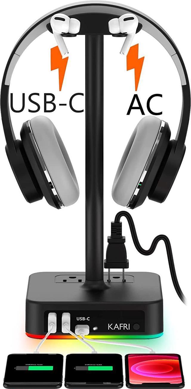 KAFRI RGB Headphone Stand with USB A&C Charger Desk Gaming Headset