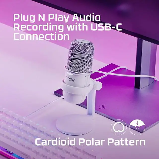 Alt view image 9 of 20 - HyperX SoloCast USB Standalone Microphone White Telework / Streamer / Content Creator / For Gamers / PC, PS4, PS5 Usable Manufacturer 519T2AA