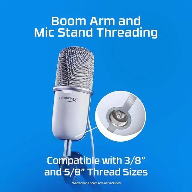 Alt view image 12 of 20 - HyperX SoloCast USB Standalone Microphone White Telework / Streamer / Content Creator / For Gamers / PC, PS4, PS5 Usable Manufacturer 519T2AA
