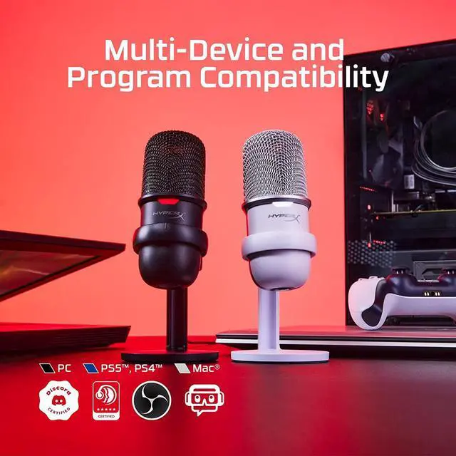 Alt view image 13 of 20 - HyperX SoloCast USB Standalone Microphone White Telework / Streamer / Content Creator / For Gamers / PC, PS4, PS5 Usable Manufacturer 519T2AA