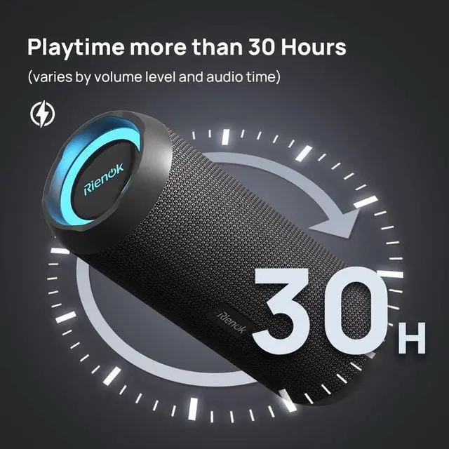 Alt view image 3 of 7 - RIENOK Portable Bluetooth Speaker 30W Dual Pairing True Wireless Stereo HD Sound IPX7 Waterproof Outdoor Sport Shower Wireless Speaker Bluetooth 5.3 for Home Party