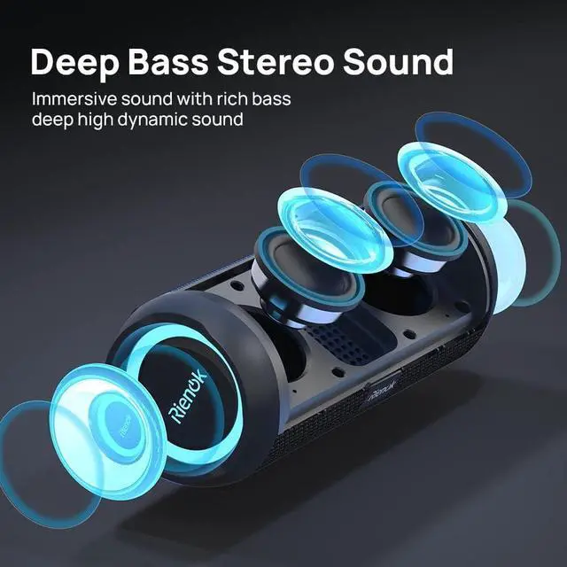 Alt view image 5 of 7 - RIENOK Portable Bluetooth Speaker 30W Dual Pairing True Wireless Stereo HD Sound IPX7 Waterproof Outdoor Sport Shower Wireless Speaker Bluetooth 5.3 for Home Party