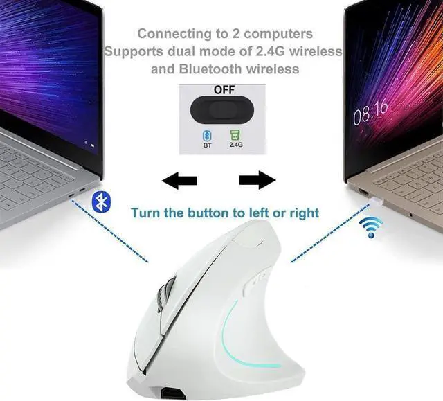 Alt view image 2 of 7 - Vertical Mouse, 2.4GHz Wireless Rechargeable Ergonomic Vertical Computer Gaming Mouse,Comfortable Grip 2400 DPI Optical USB PC Gaming Mice for Laptop MAC\u2026