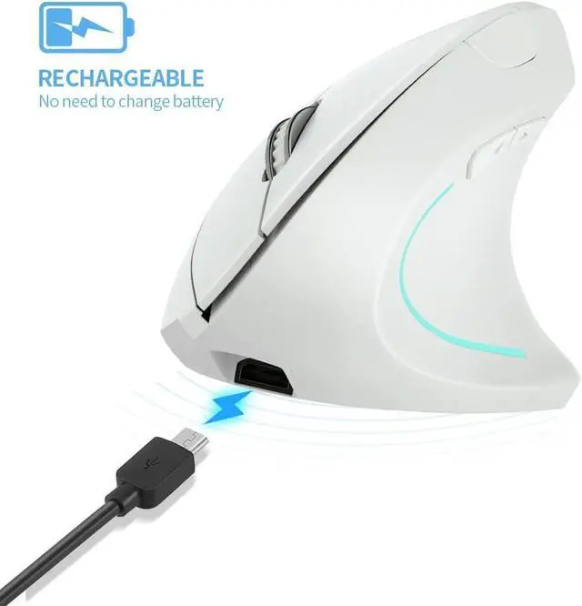 Alt view image 4 of 7 - Vertical Mouse, 2.4GHz Wireless Rechargeable Ergonomic Vertical Computer Gaming Mouse,Comfortable Grip 2400 DPI Optical USB PC Gaming Mice for Laptop MAC\u2026