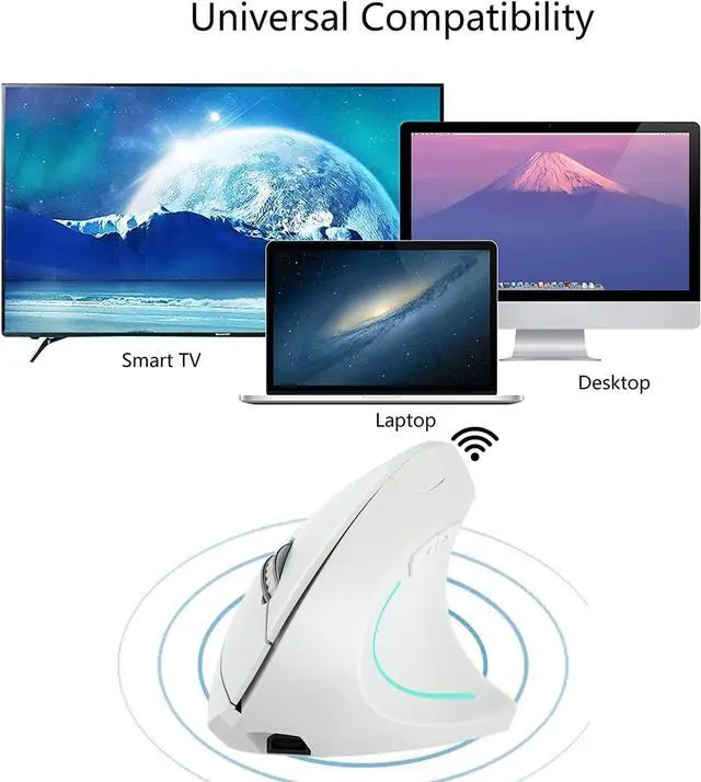 Alt view image 6 of 7 - Vertical Mouse, 2.4GHz Wireless Rechargeable Ergonomic Vertical Computer Gaming Mouse,Comfortable Grip 2400 DPI Optical USB PC Gaming Mice for Laptop MAC\u2026