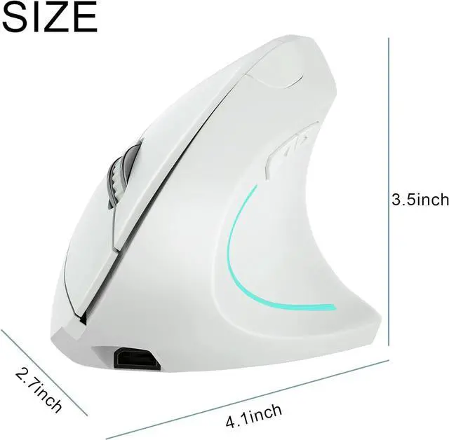 Alt view image 7 of 7 - Vertical Mouse, 2.4GHz Wireless Rechargeable Ergonomic Vertical Computer Gaming Mouse,Comfortable Grip 2400 DPI Optical USB PC Gaming Mice for Laptop MAC\u2026