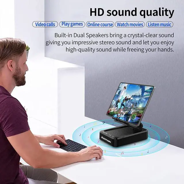 Alt view image 4 of 7 - JTEMAN Tablet Phone Stand with Bluetooth Speakers,Kitchen Gadgets Phone Stand,Portable Phone Stand with Speaker,Gifts for Women and Men