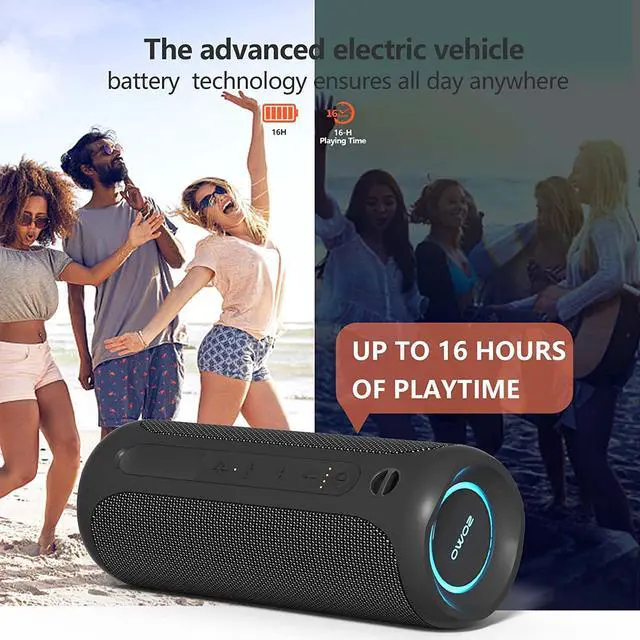 Alt view image 4 of 7 - Portable Speaker, Wireless Bluetooth Speaker, IPX7 Waterproof, 25W Loud Stereo Sound, Bassboom Technology, TWS Pairing, Built-in Mic, 16H Playtime with Lights for Home Outdoor - Black
