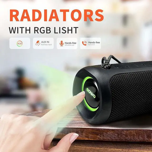 Alt view image 7 of 7 - Portable Speaker, Wireless Bluetooth Speaker, IPX7 Waterproof, 25W Loud Stereo Sound, Bassboom Technology, TWS Pairing, Built-in Mic, 16H Playtime with Lights for Home Outdoor - Black