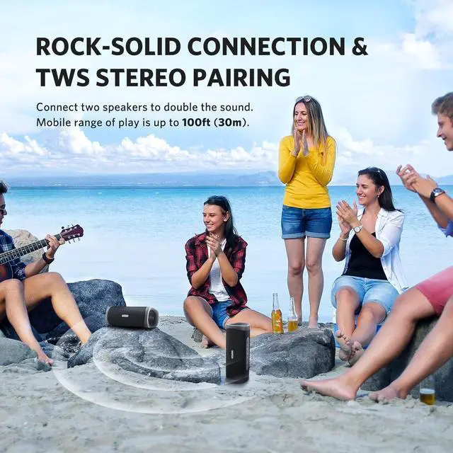 Alt view image 6 of 7 - EarFun UBOOM L Bluetooth Speaker, Portable Speaker 28W Loud Stereo Sound, Rich Bass, IP67 Waterproof & Dustproof, Dual Pairing, Built-in Mic, Low Latency, Wireless Speakers for Party, Indoor & Outdoor