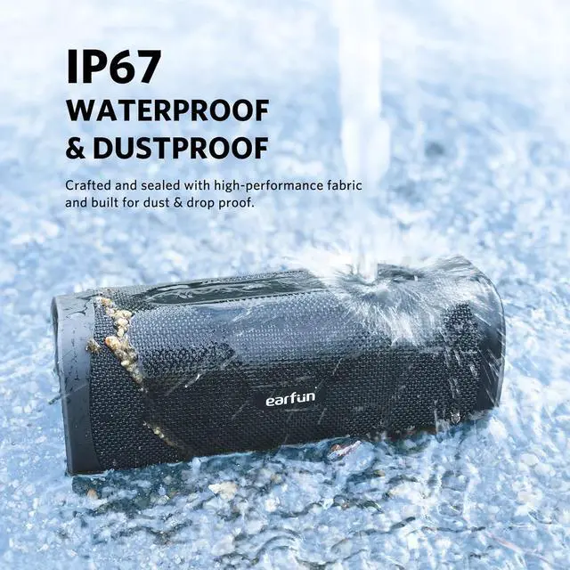 Alt view image 5 of 7 - EarFun UBOOM L Bluetooth Speaker, Portable Speaker 28W Loud Stereo Sound, Rich Bass, IP67 Waterproof & Dustproof, Dual Pairing, Built-in Mic, Low Latency, Wireless Speakers for Party, Indoor & Outdoor