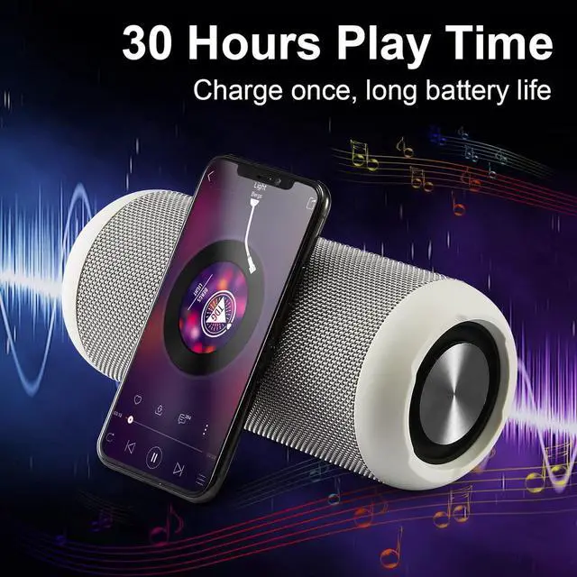 Alt view image 3 of 7 - Bluetooth Speakers, 30W Portable Speaker Loud Stereo Sound, Rich Bass IP67 Waterproof, 30+ Hour Playtime, Built-in Mic, Wireless Speaker with TF, AUX, FM for Shower, Pool, Party, Travel, Outdoors
