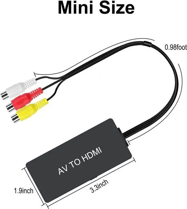 Alt view image 6 of 6 - RCA to HDMI Converter AV to HDMI Adapter Composite to HDMI Support 1080P PAL/NTSC Compatible with WII/WII U/PS one/PS2/PS3/STB/Xbox/VHS/VCR/Blue-Ray DVD ect.