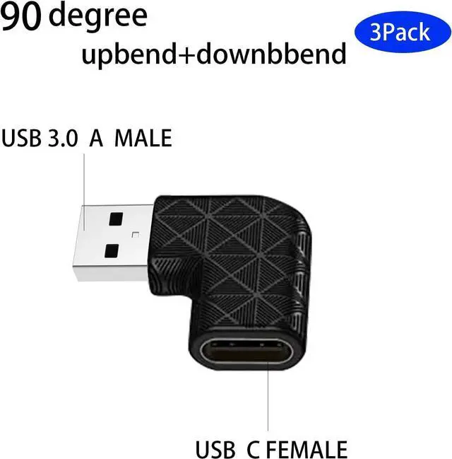 Alt view image 4 of 7 - USB-C Female to USB-A Male Right Angle 90 Degree Adapter Type C Charger Cable Power Converter for Apple iPhone 14 13 12 11 Pro Max Mini iWatch AirPods iPad  Galaxy Note 10 20 S20 S21 S22