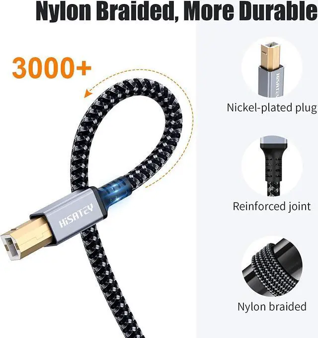 Alt view image 2 of 7 - Printer Cable 20 Feet USB Printer Cable USB 2.0 Type A Male to B Male Cable Scanner Cord High Speed Compatible with HP Canon Dell Epson Lexmark Xerox Samsung and More